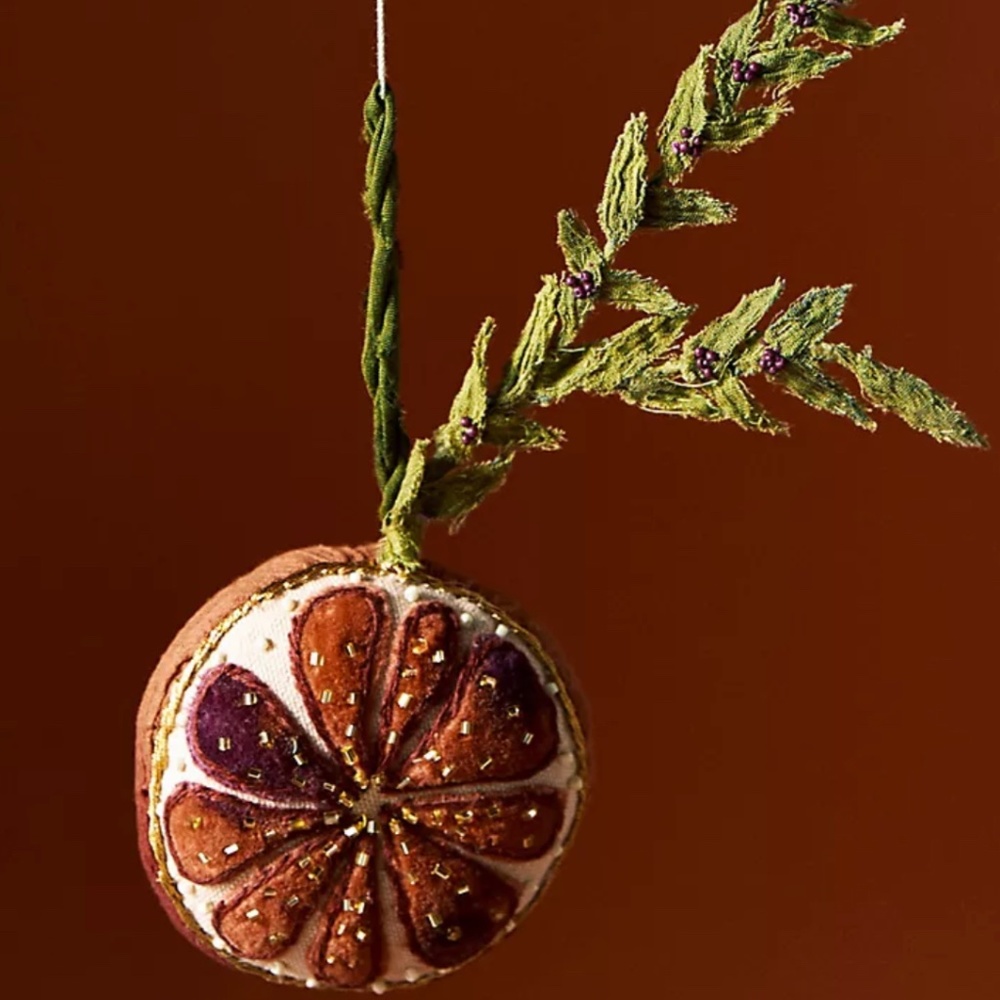 Anthropologie RUMI Orange Beaded Ornament